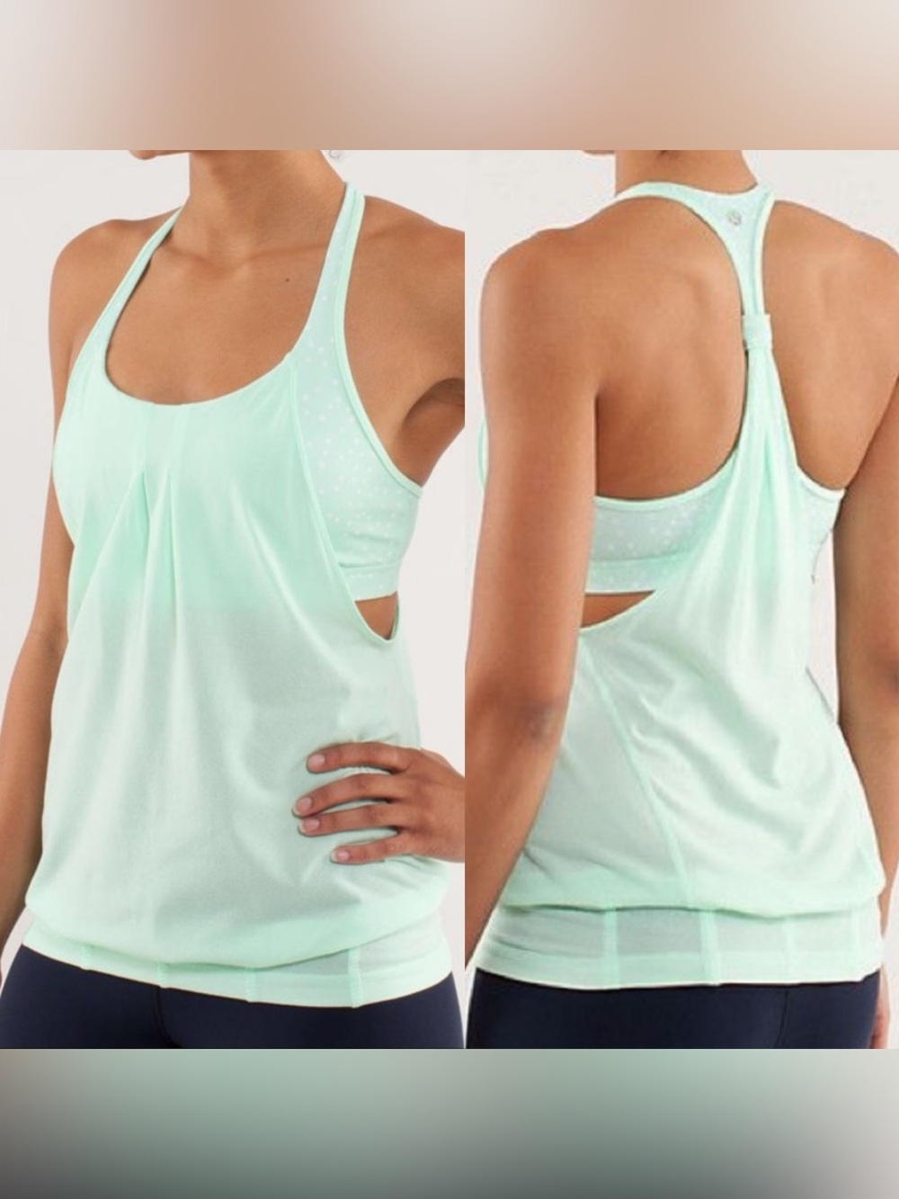 Lululemon Practice Freely Mint Racerback Layered Workout Tank 6
